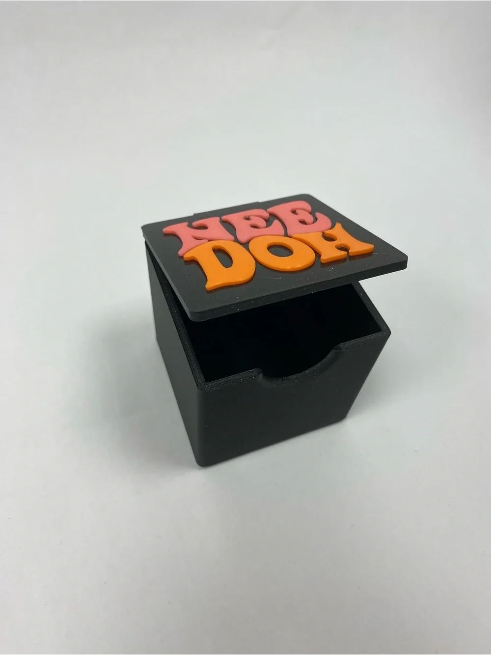 NeeDoh Case Storage Box -Black with Pink & Orange Lettering 3D Printed